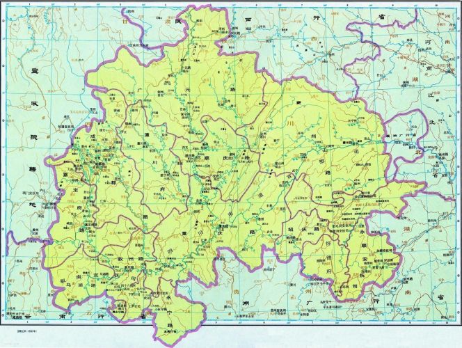 元朝四川行政区划地图